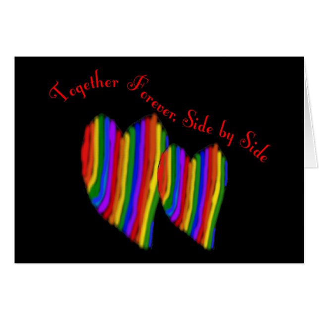 Gay Rainbow Hearts TOGETHER FOREVER SIDE (Front Horizontal)