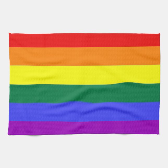 Gay Rainbow Pride Flag Kitchen Towel (Horizontal)