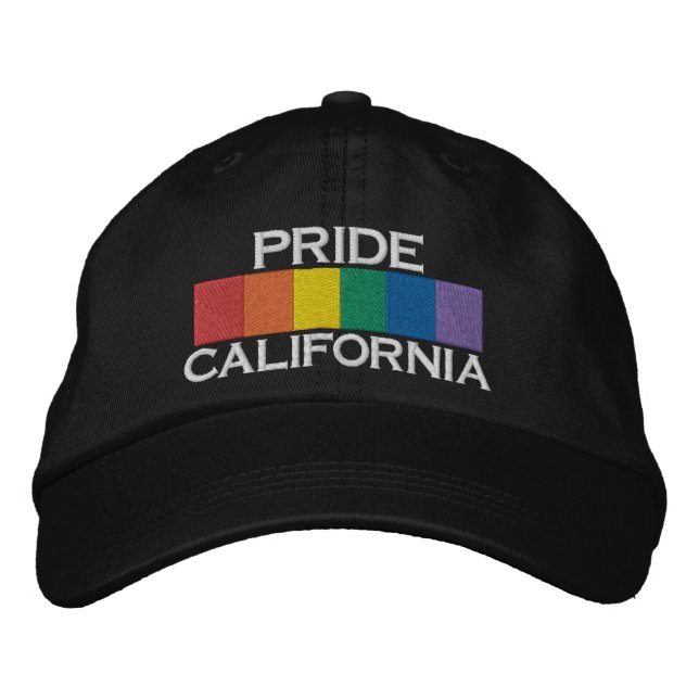 Gay Rainbow Pride Flag Strip Personalized Embroidered Hat (Front)
