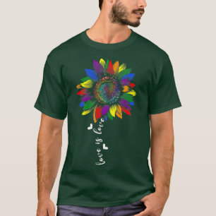 Gay Rainbow Sunflower Love Is Love LGBT Lesbian Pr T-Shirt