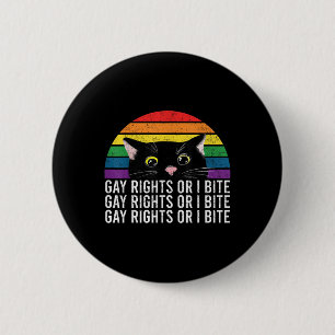 Gay Rights Or I Bite Lgbt Cat Ally Pride Month Men 2 Inch Round Button