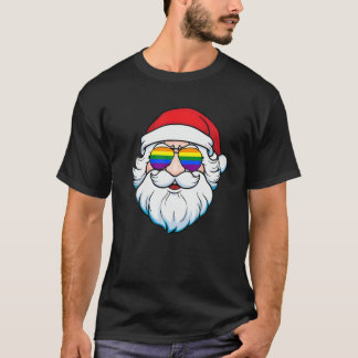 Gay Santa Claus Christmas Rainbow Sunglasses LGBT T-Shirt