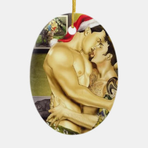Gay Santa Kiss Ornament