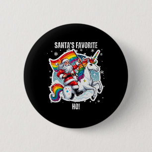 Gay Santa Riding Unicorn Favourite Ho Funny Lgbt C 2 Inch Round Button