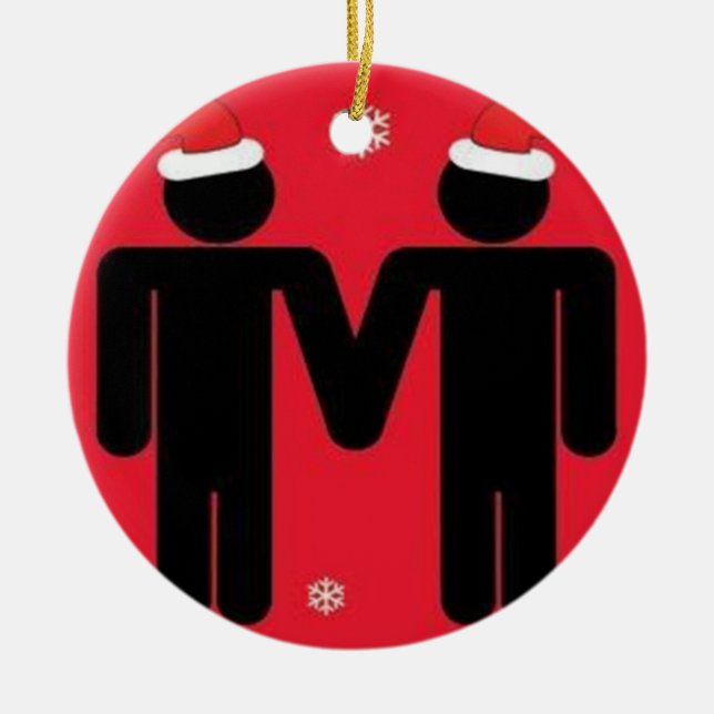 Gay Santas Ceramic Ornament (Front)