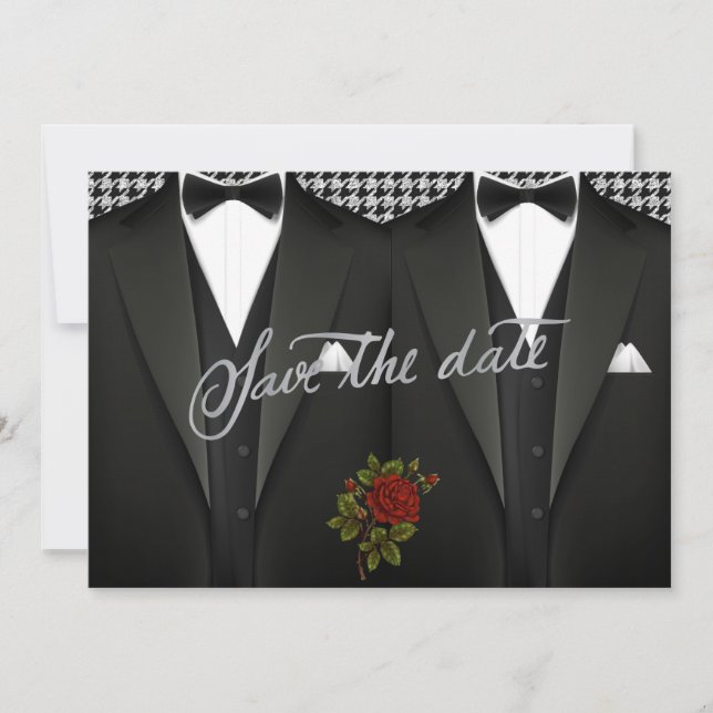 Gay Save the Date with Tuxedo (Front)