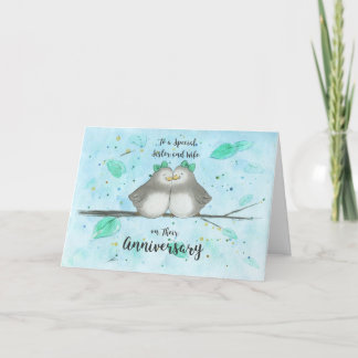 Gay Sister & Wife Anniversary Cute Lovebirds Card