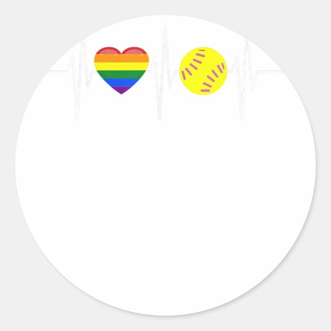 Gay Softball Shirt Softball Player Gay Pride LGBTQ Classic Round Sticker (Front)