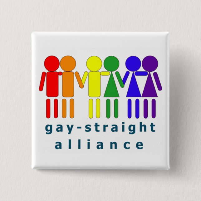 Gay Straight Aliiance 2 Inch Square Button (Front)