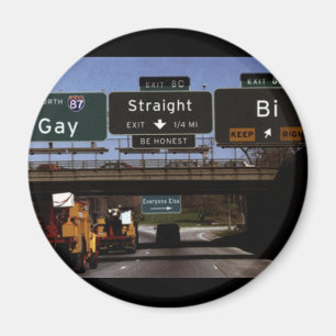 Gay/Straight/Bi Road Signs Magnet