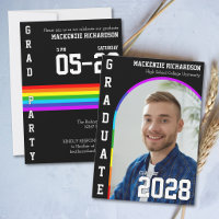 Gay Student Pride Rainbow Black Graduation Party