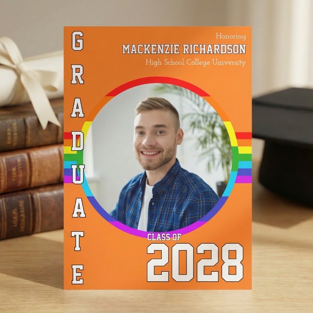 Gay Student Pride Rainbow Graduation Announcement  (Creator Uploaded)