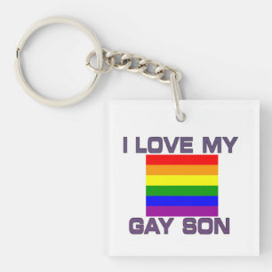 Gay Support l love my gay son rainbow flag Keychain