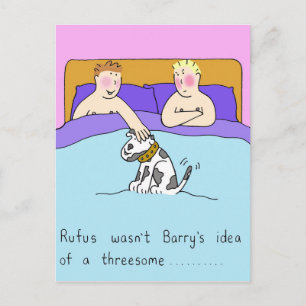 Gay Threesome Cartoon Humour Postcard