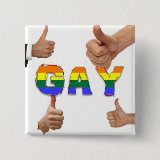 Gay Thumbs Up 2 Inch Square Button