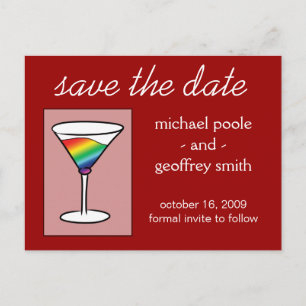 Gay-tini   Save the Date Announcement Postcard