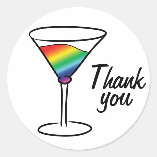 Gay-tini Thank You Classic Round Sticker (Front)
