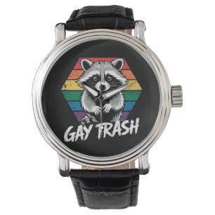 Gay Trash Raccoon LGBTQ Pride Vintage Watch
