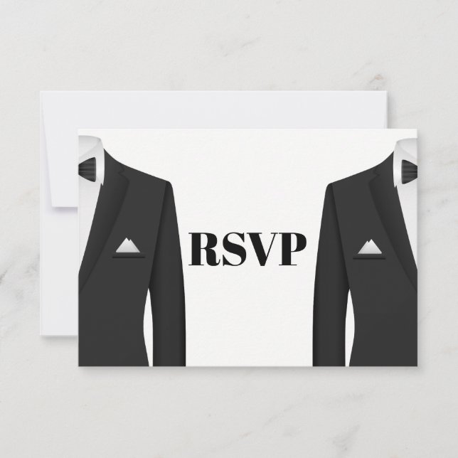 Gay Tuxedo Wedding Invitation RSVP (Front)