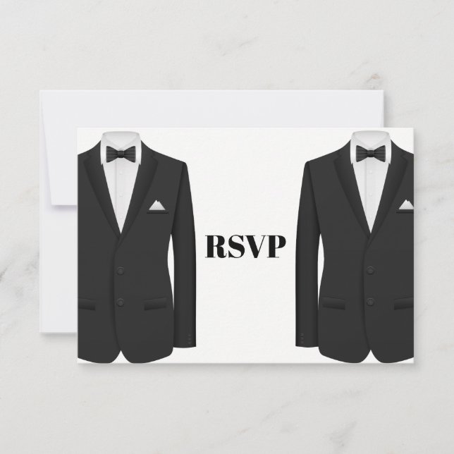 Gay Tuxedo Wedding Invitation RSVP (Front)