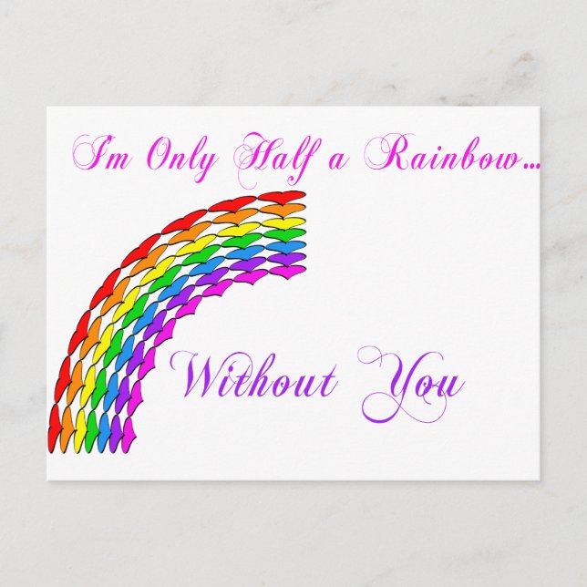 Gay Valentine Half Rainbow right Holiday Postcard (Front)