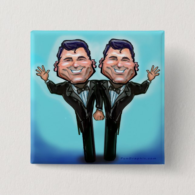 Gay Wedding Cake Dolls 2 Inch Square Button (Front)