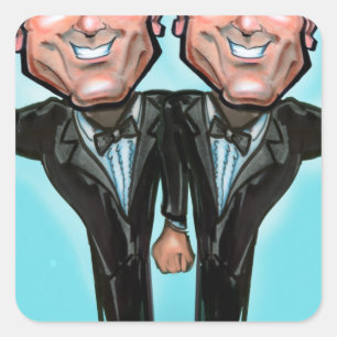 Gay Wedding Cake Dolls Square Sticker