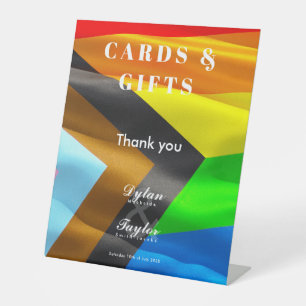 Gay Wedding Cards and Gifts Pride Flag Pedestal Sign