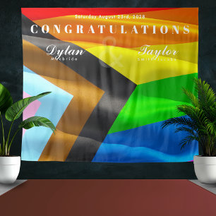 Gay Wedding Congratulations Pride Flag Backdrop Tapestry