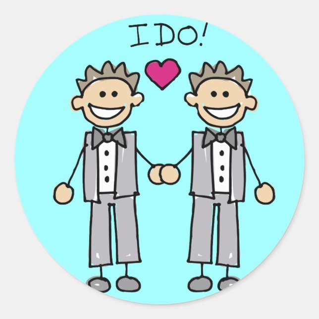 Gay Wedding Favours Classic Round Sticker (Front)