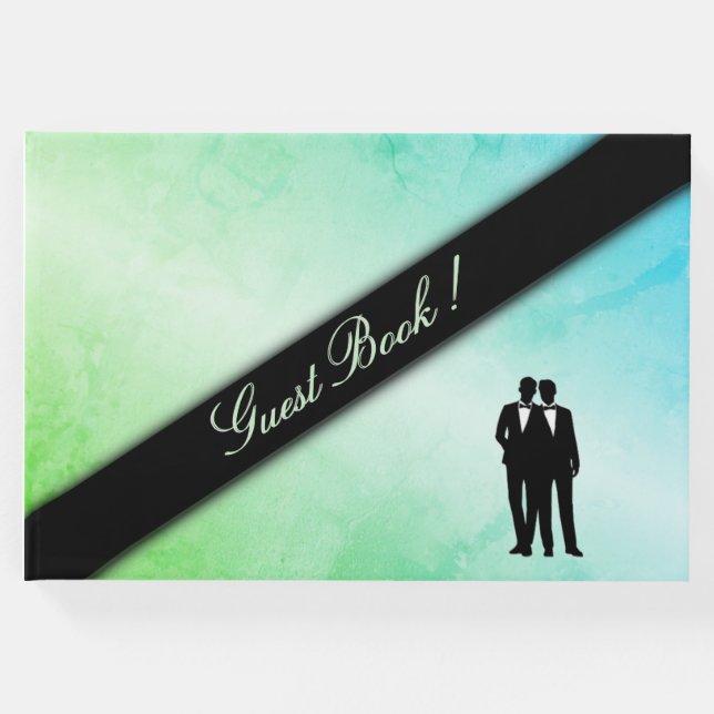 Gay Wedding Fresh Green Guest Book (Front)