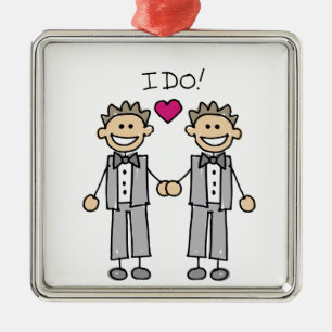 Gay Wedding Groom Metal Ornament