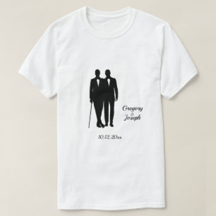 Gay Wedding Grooms with Names and Date T-Shirt