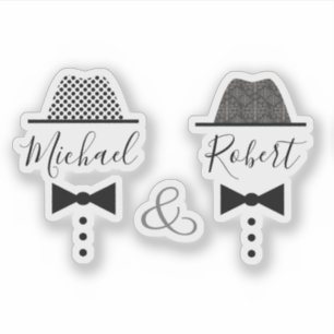 Gay Wedding Hat and Bow Tie Name