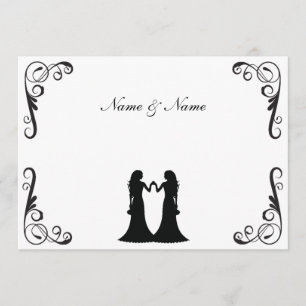 Gay Wedding Invite - Two Brides Black and White