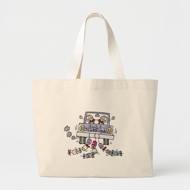 Gay Wedding Just Married totebag Large Tote Bag (Front)