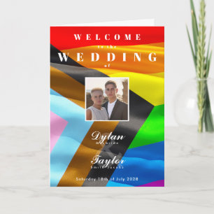Gay Wedding Photo Pride Flag Typography Folded  Program