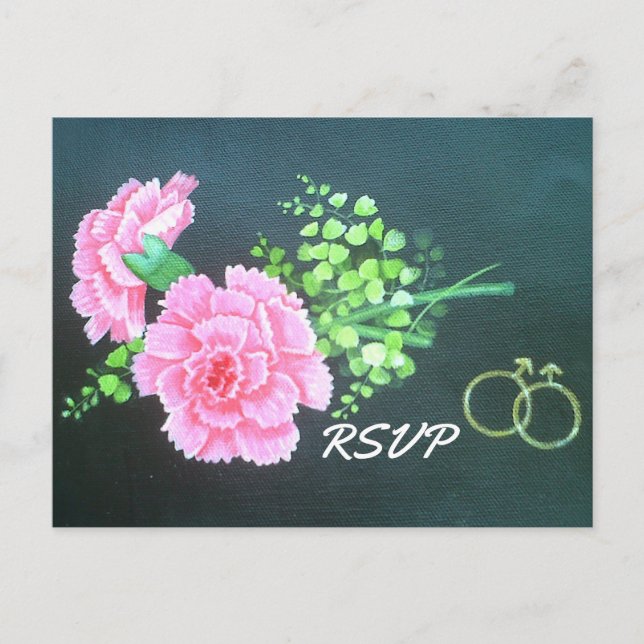 Gay Wedding Pink Carnations Personalized RSVP Invitation Postcard (Front)