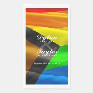 Gay Wedding Pride Flag Typography  Napkin