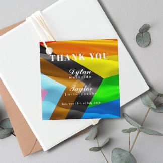 Gay Wedding Pride Flag Typography Thank You Favour Tags
