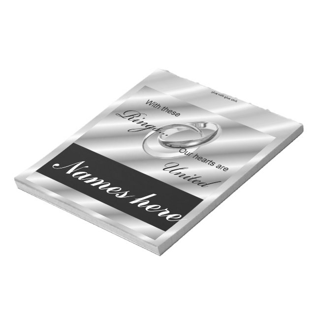 Gay Wedding Rings Candy Bar Wrapper Party Favour Notepad (Rotated)