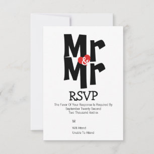 Gay Wedding RSVP Bold Mr and Mr Personalized