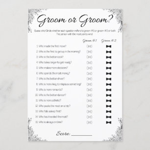 Gay Wedding Shower Game, Groom or Groom? Invitation