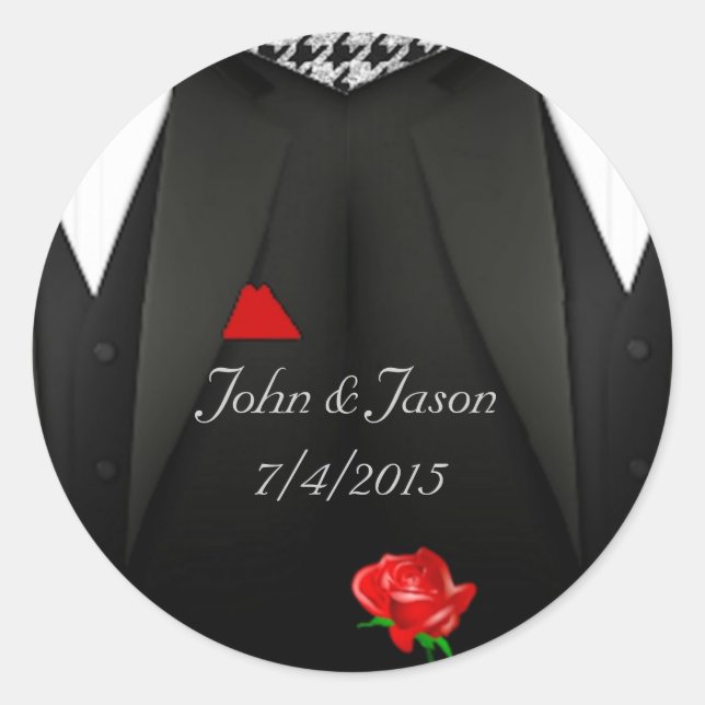 Gay Wedding Sticker Grooms in  Tuxedo (Front)