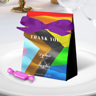 Gay Wedding Thank You Pride Flag Typography Favor Box