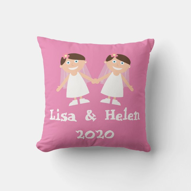 Gay Wedding Throw Pillow (Front)
