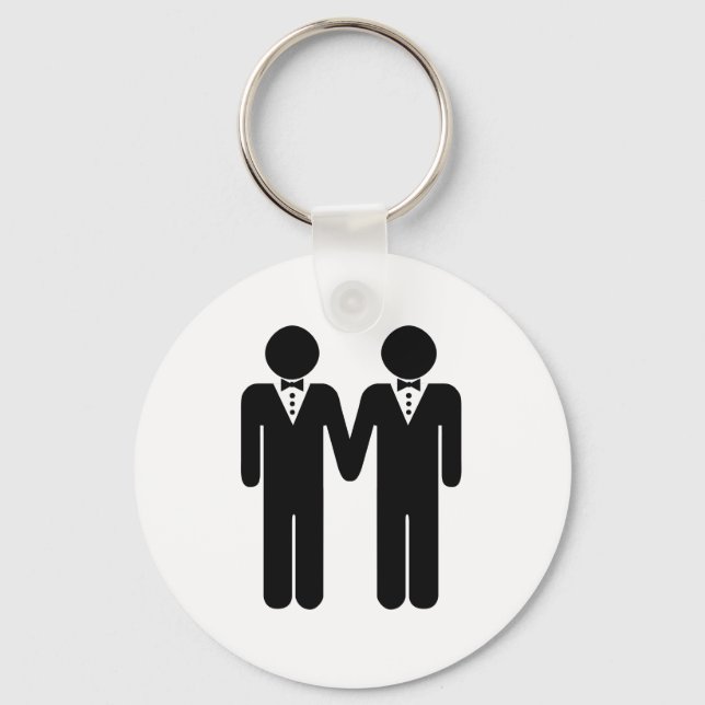GAY WEDDING TOPPER MEN -.png Keychain (Front)