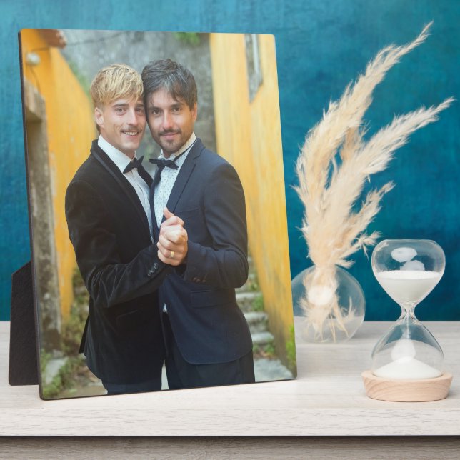 Gay Wedding Two Grooms Photo Plaque (Side)
