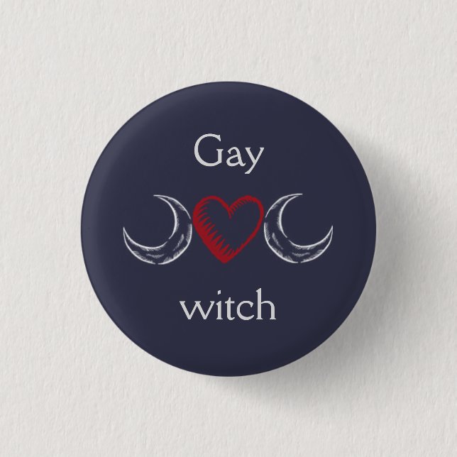 Gay witch badge / 1 inch round button (Front)