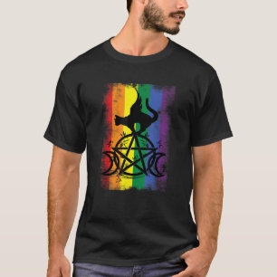 Gay Witch Pride Flag Triple Moon Pentacle Wicca Pa T-Shirt